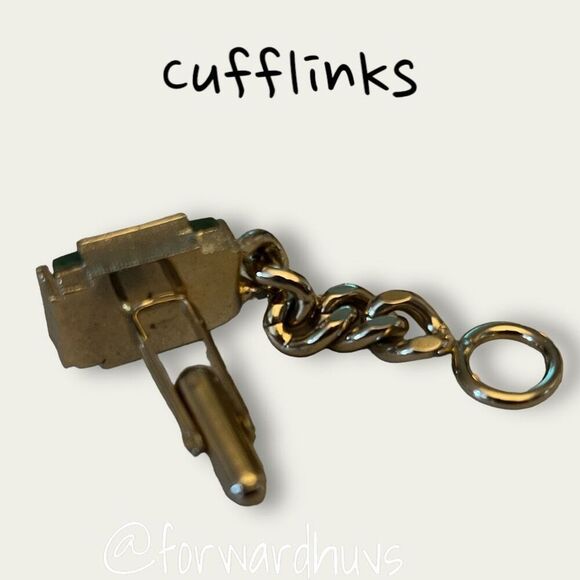 Vintage Stone Cufflinks with Goldtone Chain - Picture 5 of 12